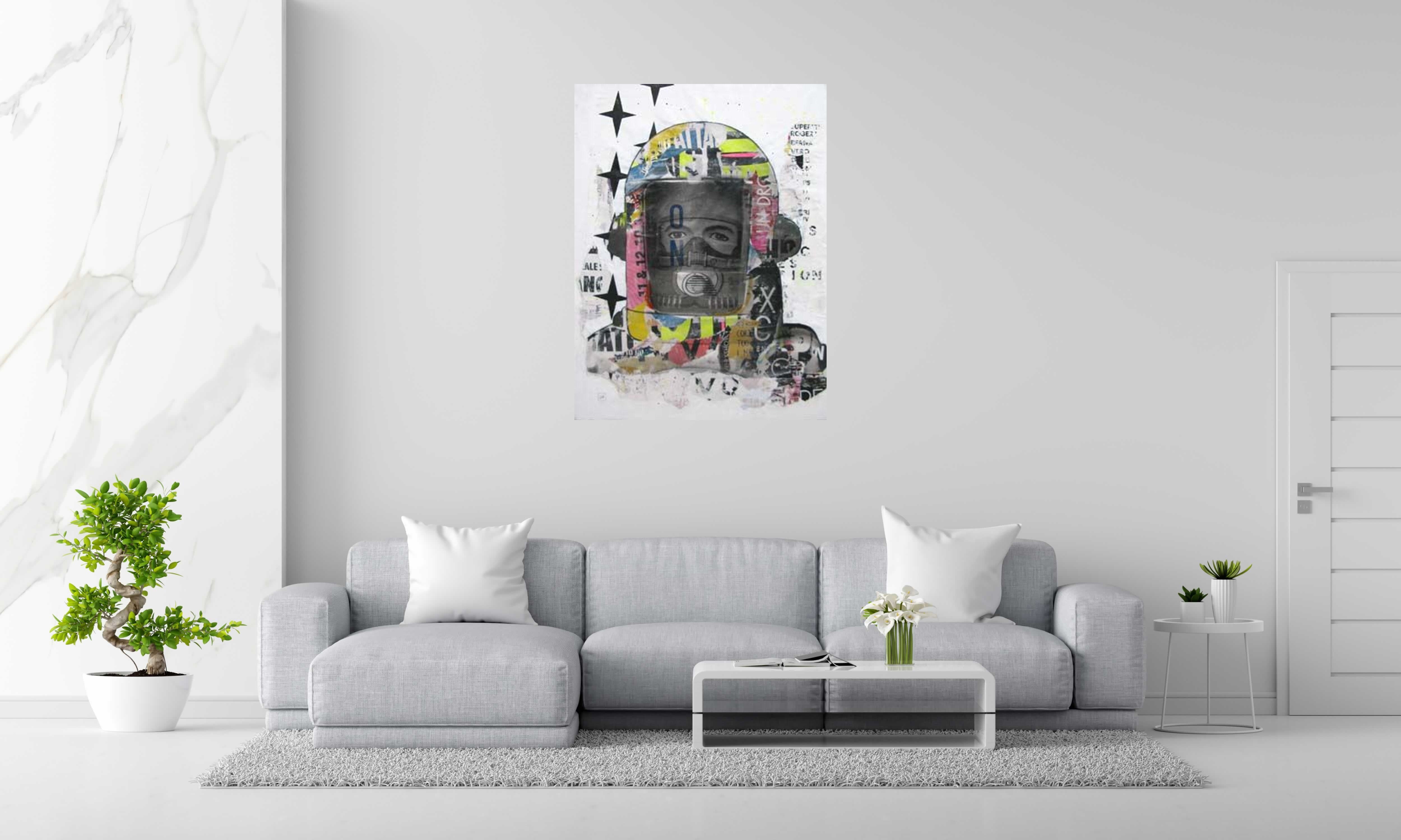 Peinture SPACE SCOUT de LN LE PAPE dans un intérieur – 120 × 90 cm
