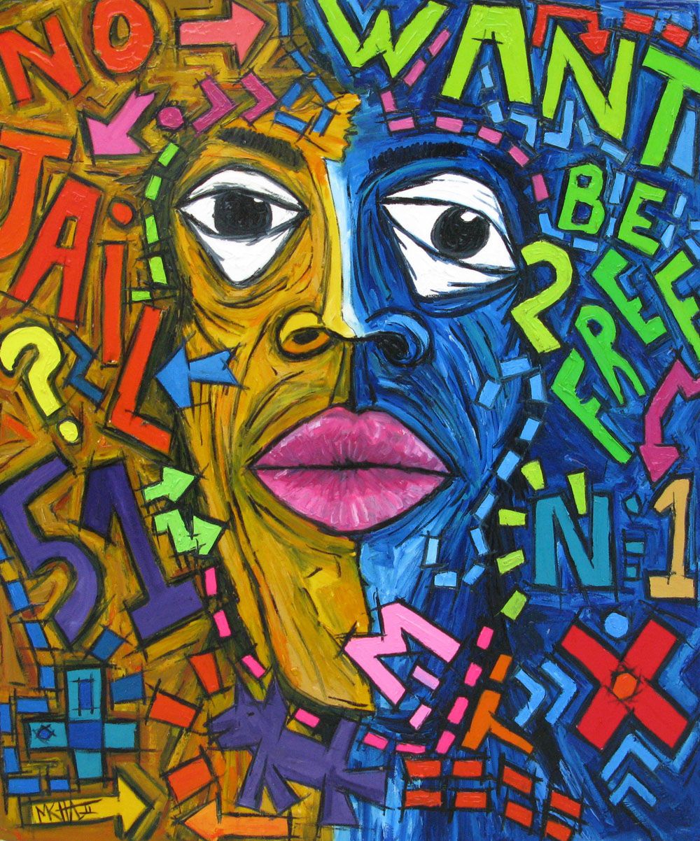 Peinture grande taille J'AI 51 ANS – MICHADU – 100 × 80 cm