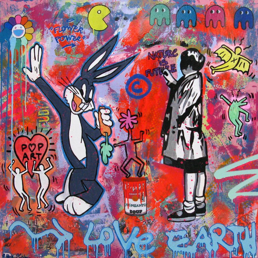 Peinture grande taille Nature is Future – SARA CHELOU – 100 × 100 cm