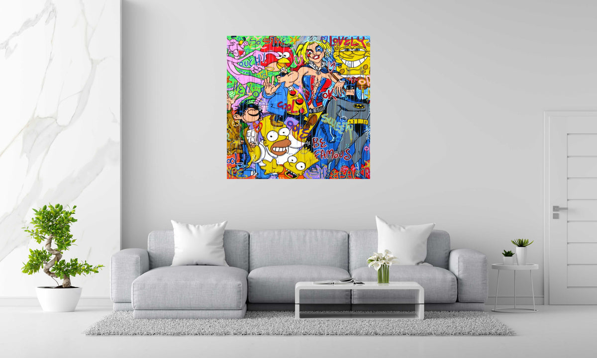 Peinture LOVELY STYLE de RICO SAB dans un intérieur – 120 × 120 cm