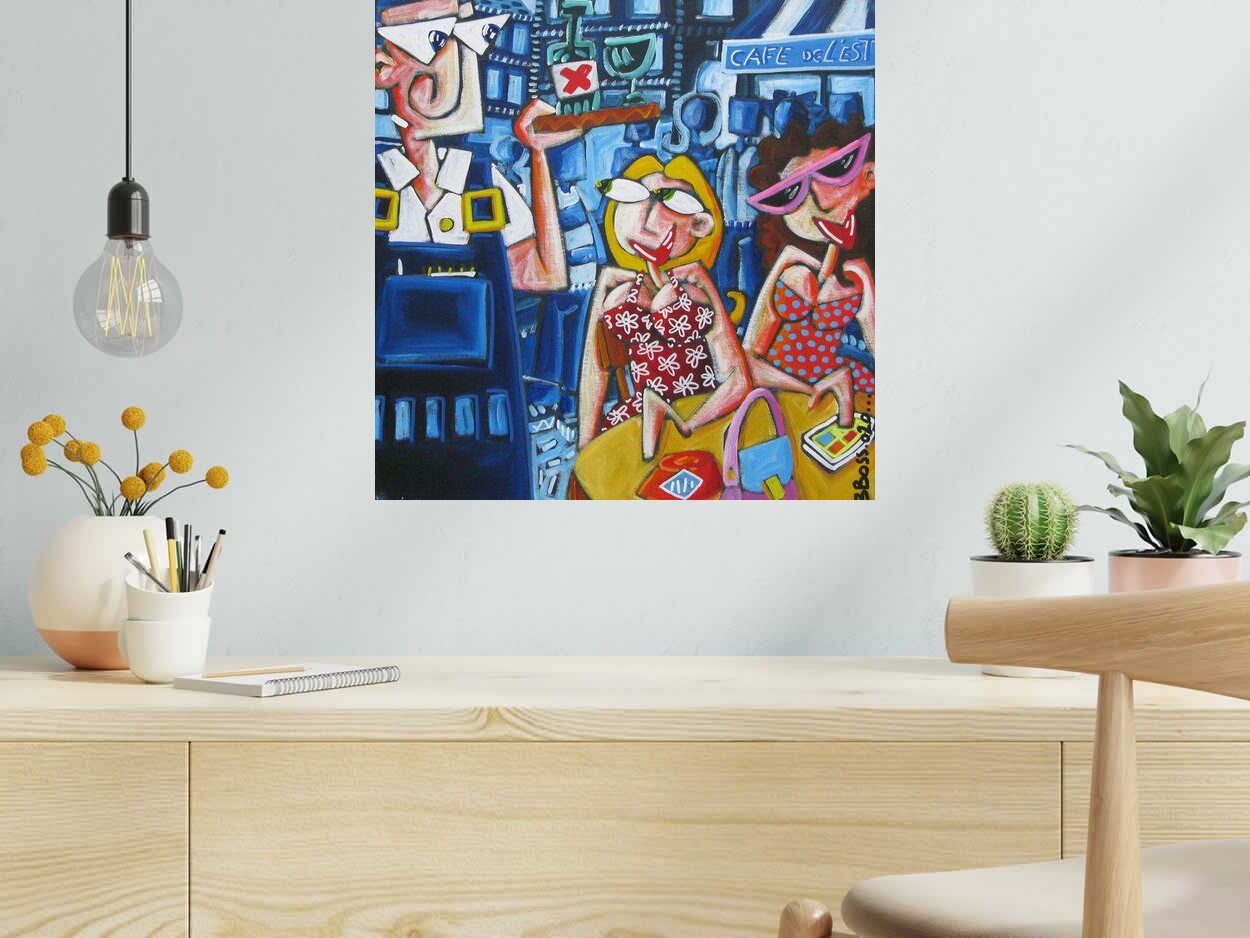 Peinture CAFE DE L'EST de B BOSS dans un intérieur – 50 × 50 cm