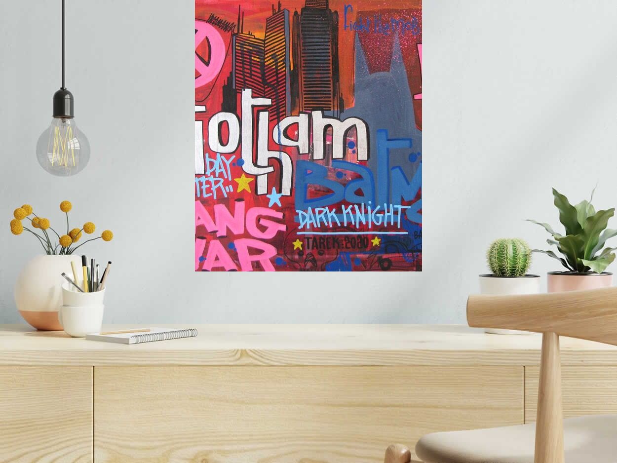 Peinture GOTHAM de TAREK dans un intérieur – 55 × 46 cm
