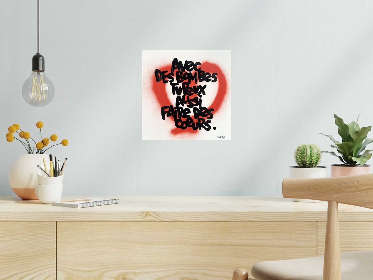 Peinture BOMBE de L'OISEAU NOIR dans un intérieur – 30 × 30 cm