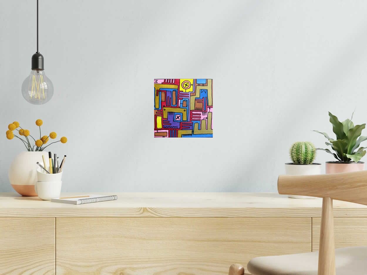 Peinture COMPOSITION 2 de TAREK dans un intérieur – 20 × 20 cm