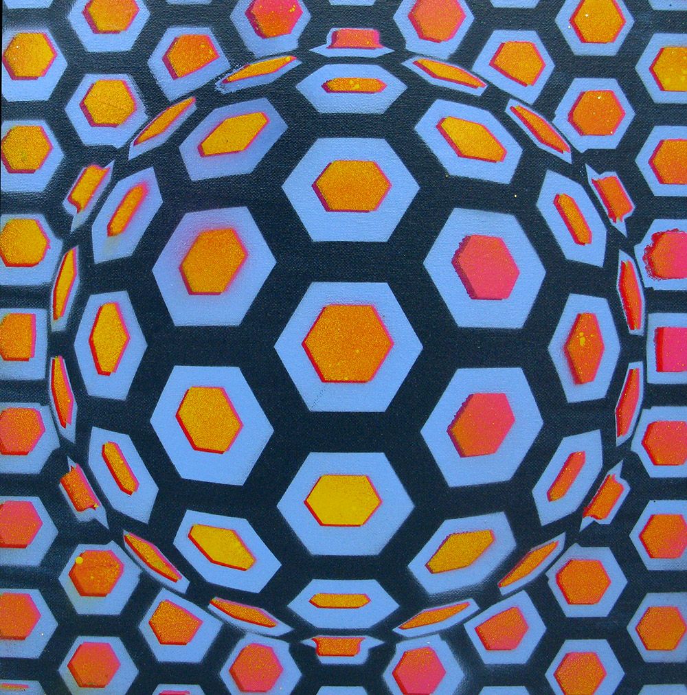 Peinture graphique petit format Boule 9 – YANN GUINCHAN – 40 × 40 cm