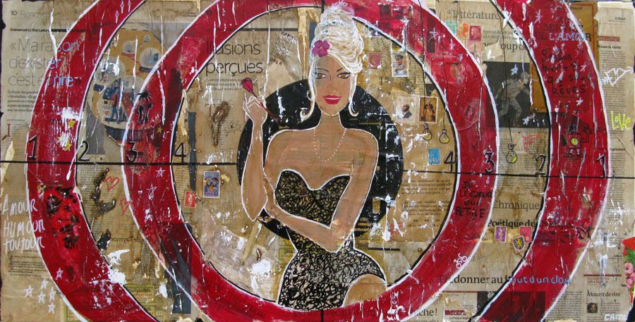 Peinture moyen format CIBLE 5 – CACOU – 50 × 100 cm