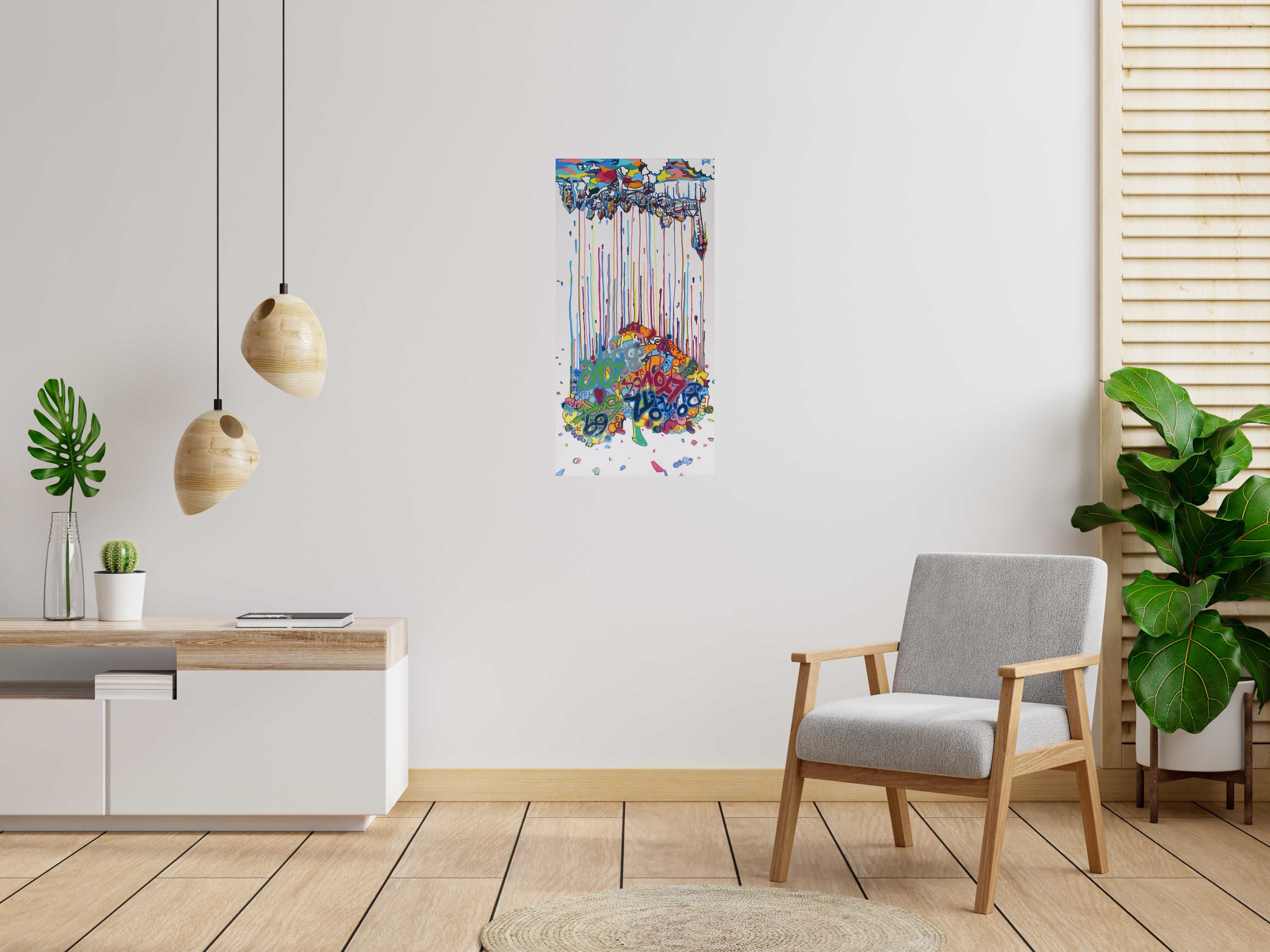 Peinture BIARRITZ MON AMOUR de GUTI dans un intérieur – 100 × 50 cm