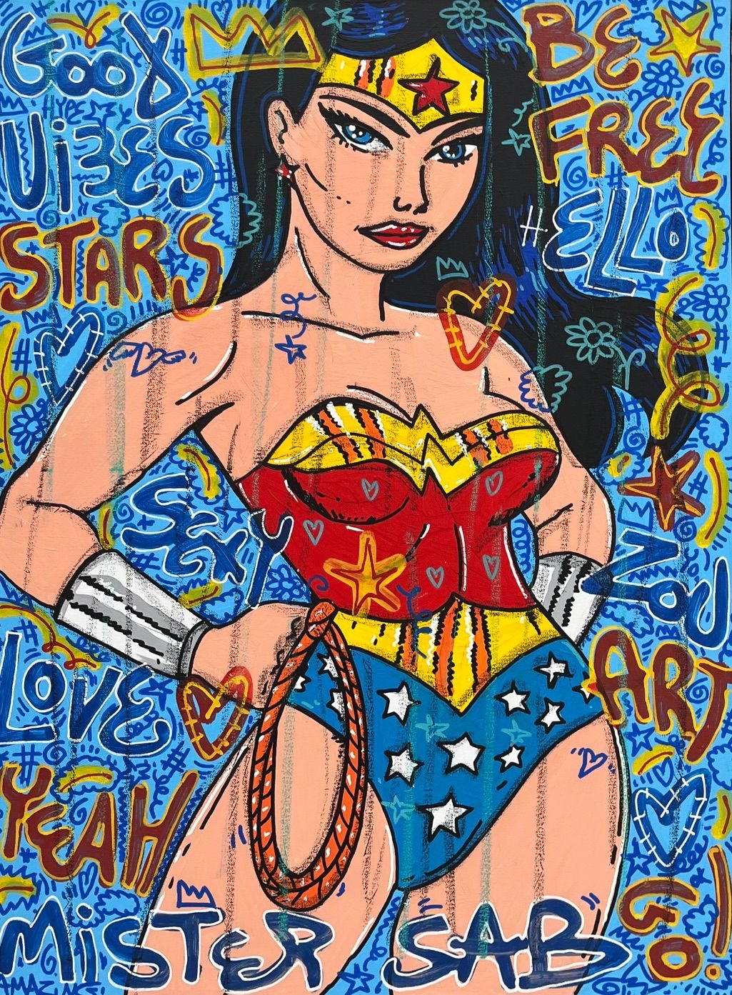 Peinture moyen format Good vibes Wonder Woman – RICO SAB – 60 × 80 cm