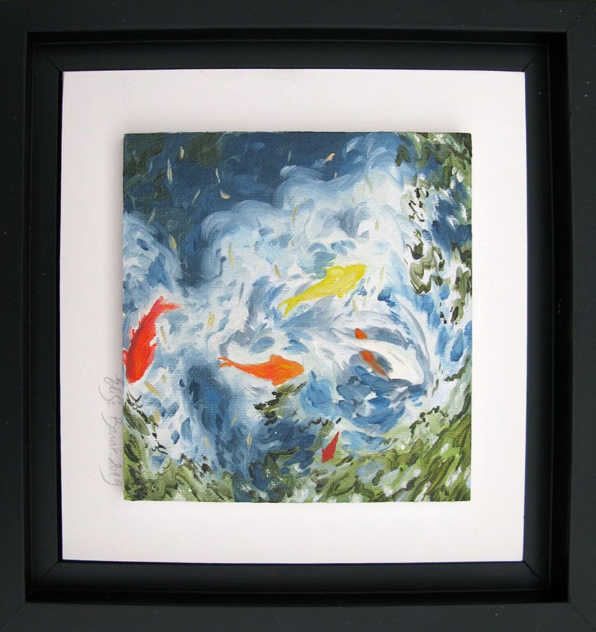 Peinture petit format bleu PETITE DANSE XIX – ELISE BARAT – 20 × 20 cm