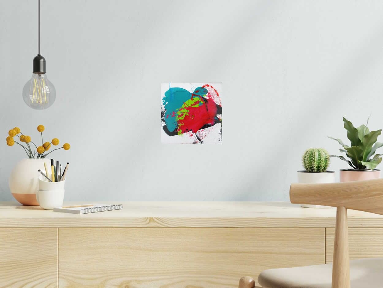 Peinture ACIDULÉ 21 de CELINE WEBER dans un intérieur – 20 × 20 cm
