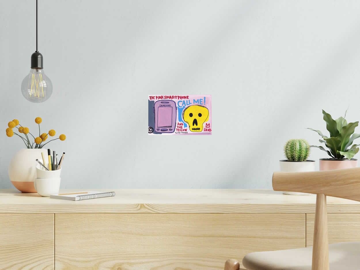 Peinture CALL ME de TAREK dans un intérieur – 14 × 22 cm