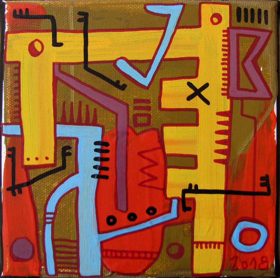 Peinture petit format GEOMETRIK 3 – TAREK – 15 × 15 cm