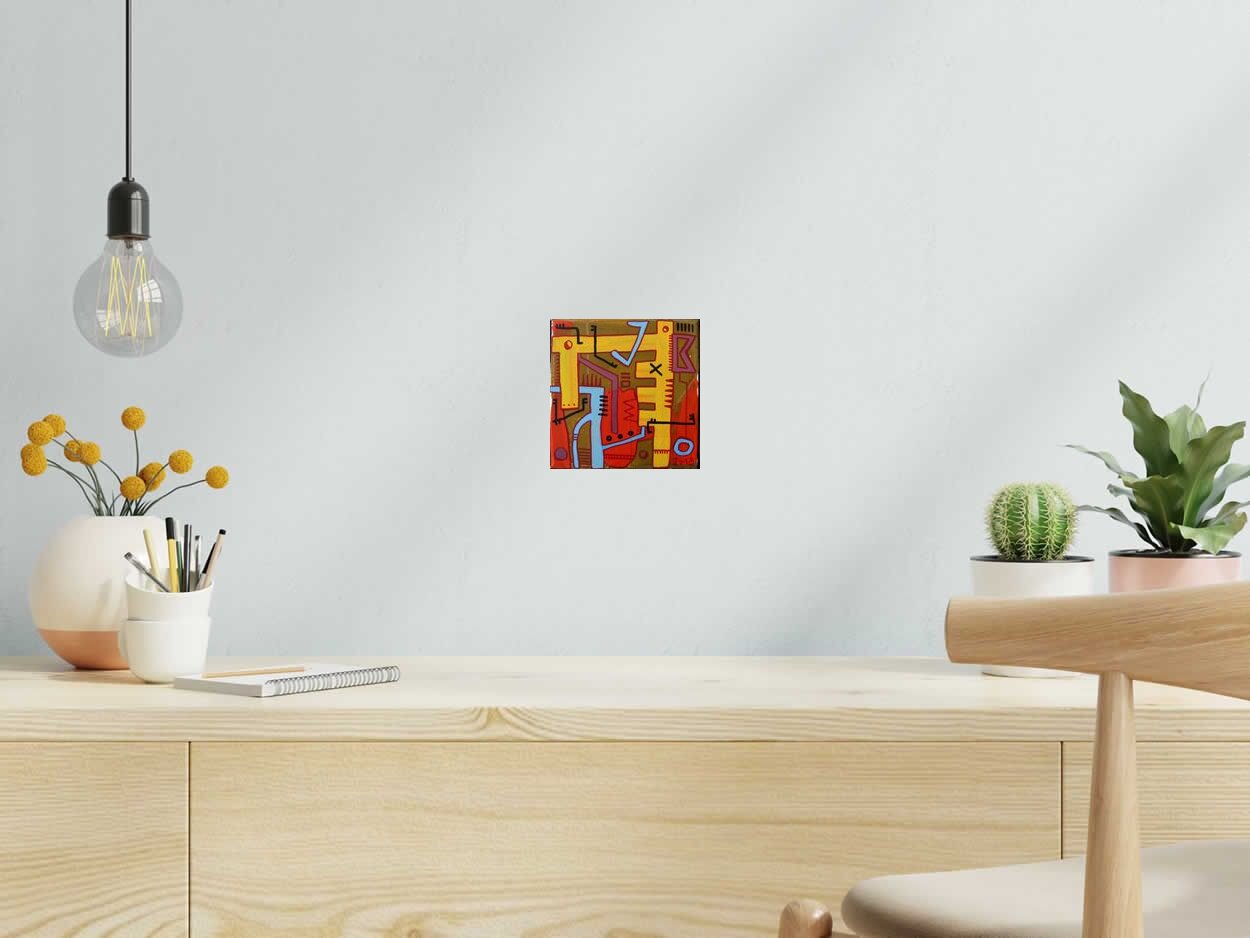 Peinture GEOMETRIK 3 de TAREK dans un intérieur – 15 × 15 cm