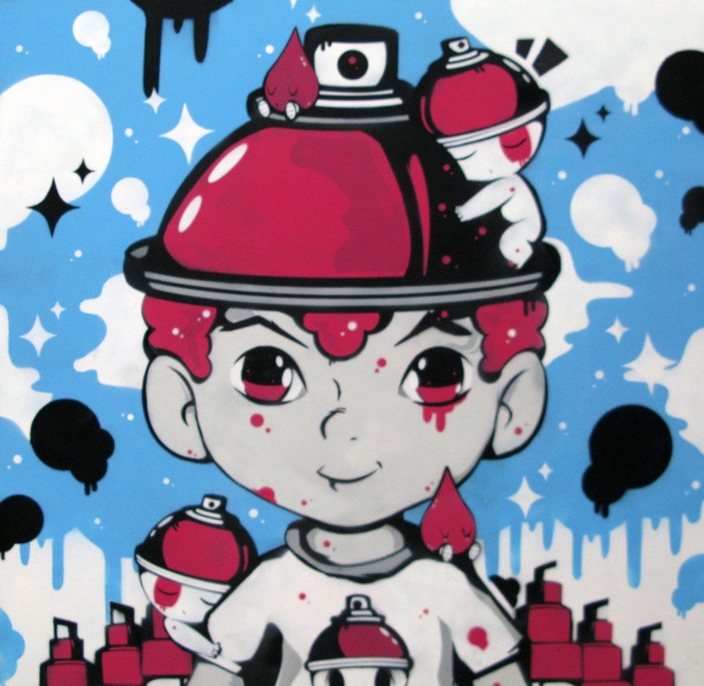Peinture street art format xxl GRAFFIKID II – JUAN SPRAY – 100 × 100 cm