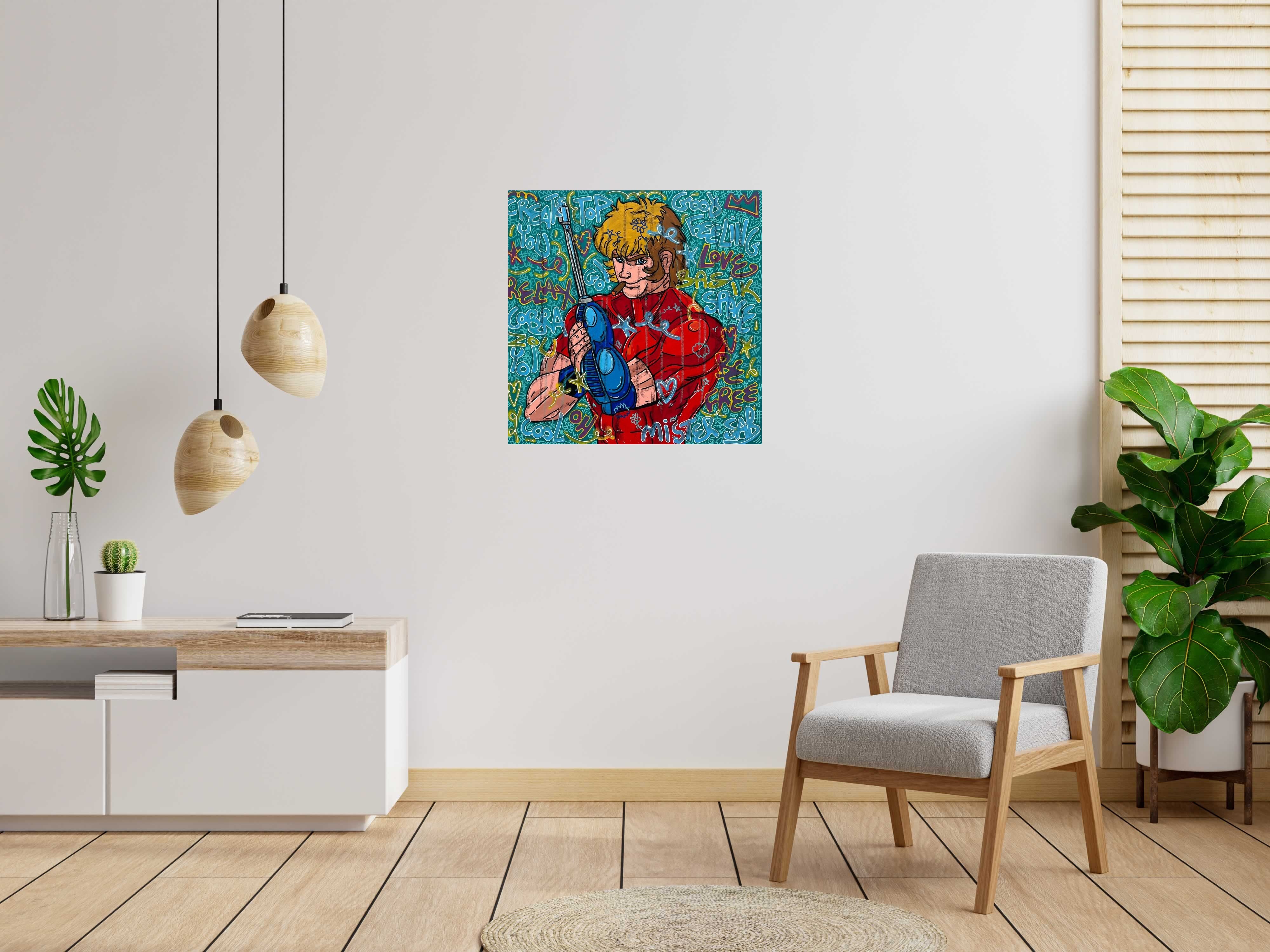 Peinture Cobra de RICO SAB dans un intérieur – 80 × 80 cm