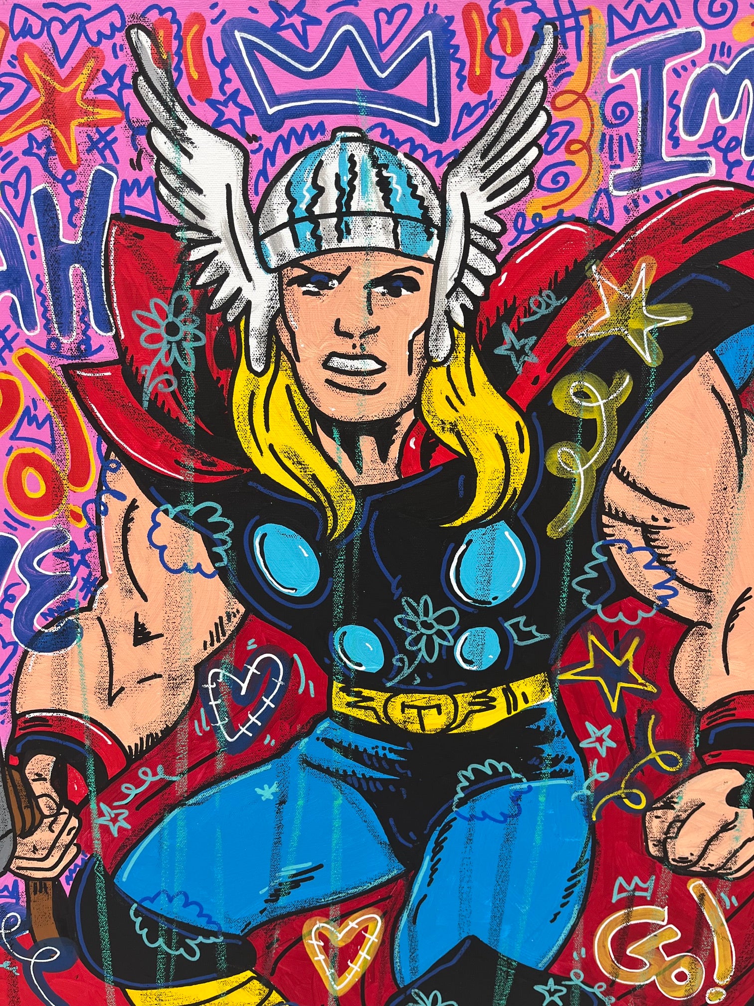 Peinture THINK + THOR de RICO SAB dans un intérieur – 100 × 100 cm
