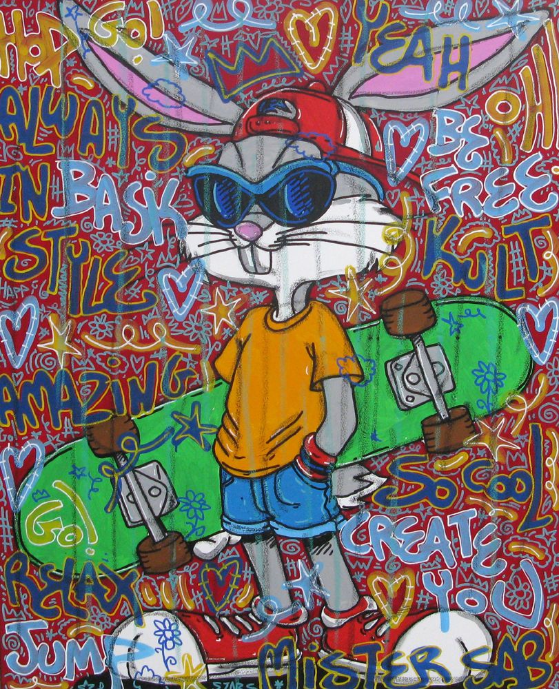 Peinture street art grande taille Relax – RICO SAB – 73 × 92 cm