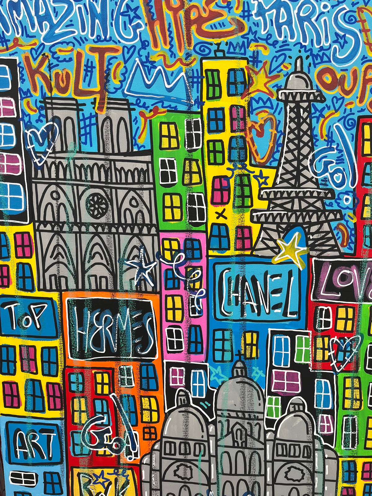 Peinture YEAH PARIS de RICO SAB dans un intérieur – 150 × 50 cm