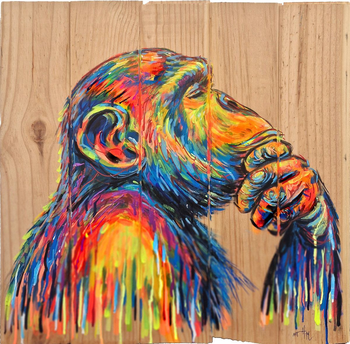 Peinture street art moyen format Cogito – ART HM – 50 × 50 cm