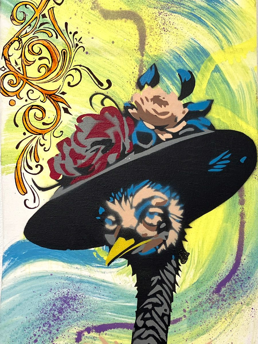Peinture L'autruche de Craig & Emer dans un intérieur – 77 × 24 cm