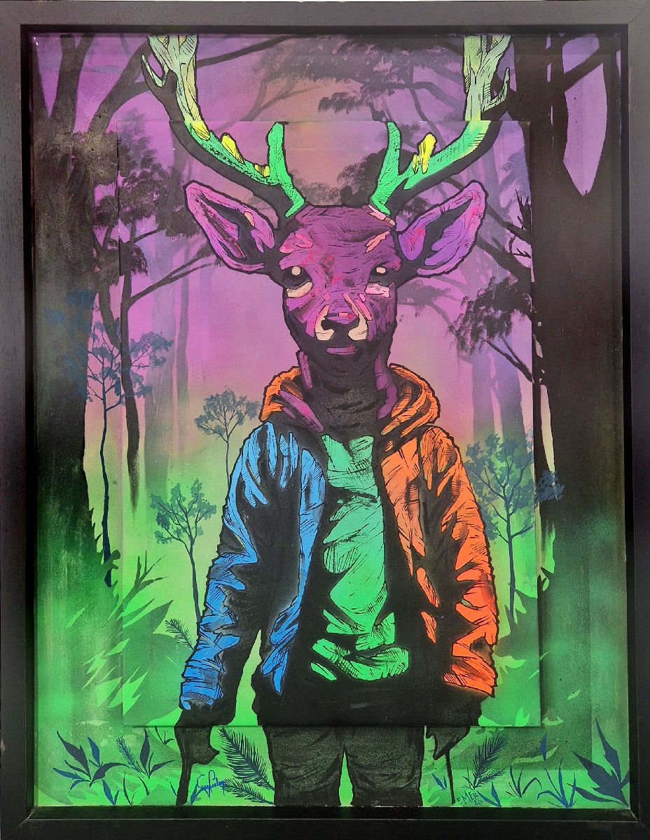 Peinture street art moyen format La rencontre – Craig & Emer – 83 × 63 cm