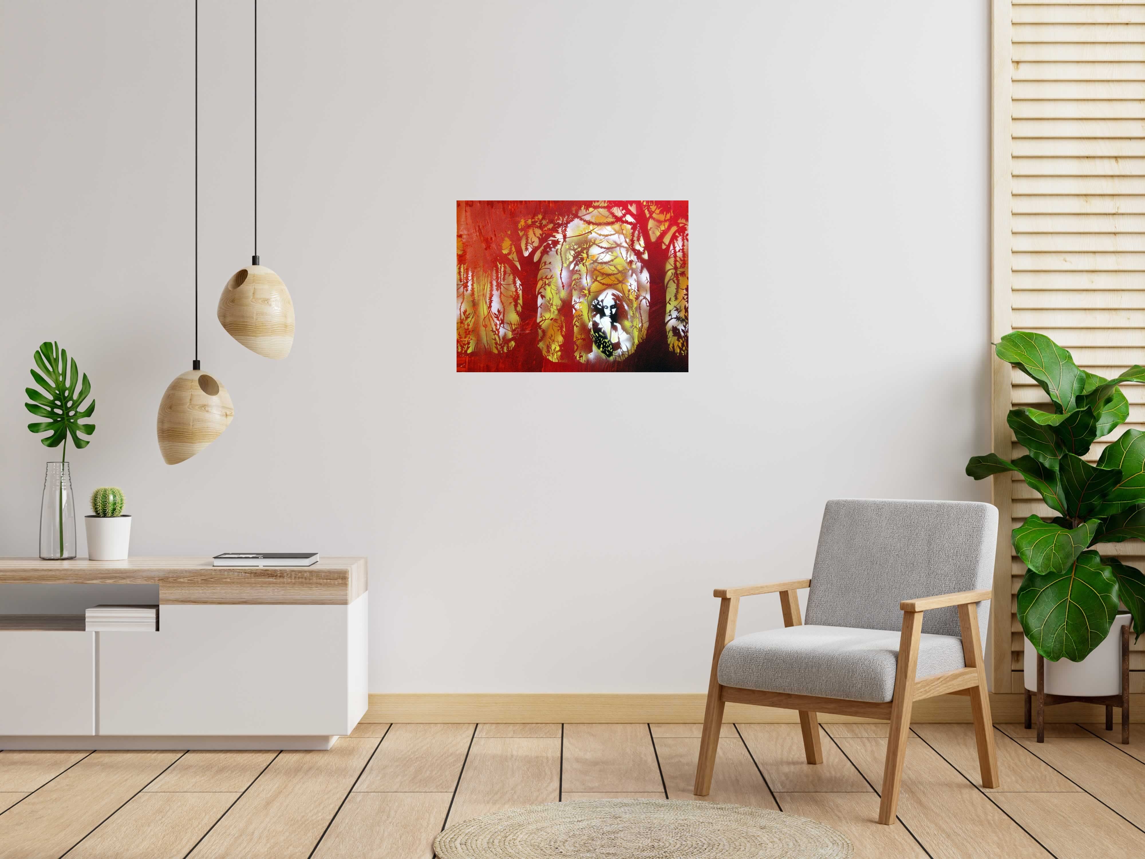 Peinture PUIT DE LUMIERE de KARO TRASS dans un intérieur – 60 × 81 cm