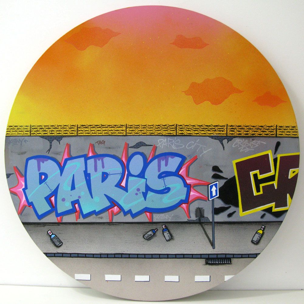 Peinture street art moyen format THE WALL – KENY – 60 × 60 cm