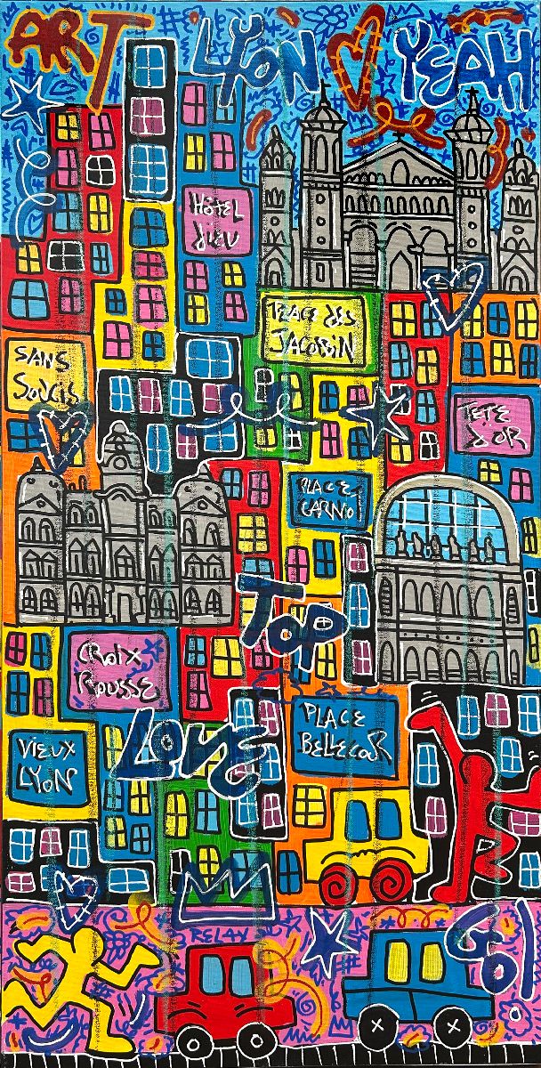 Peinture street art moyen format LYON YEAH – RICO SAB – 100 × 50 cm