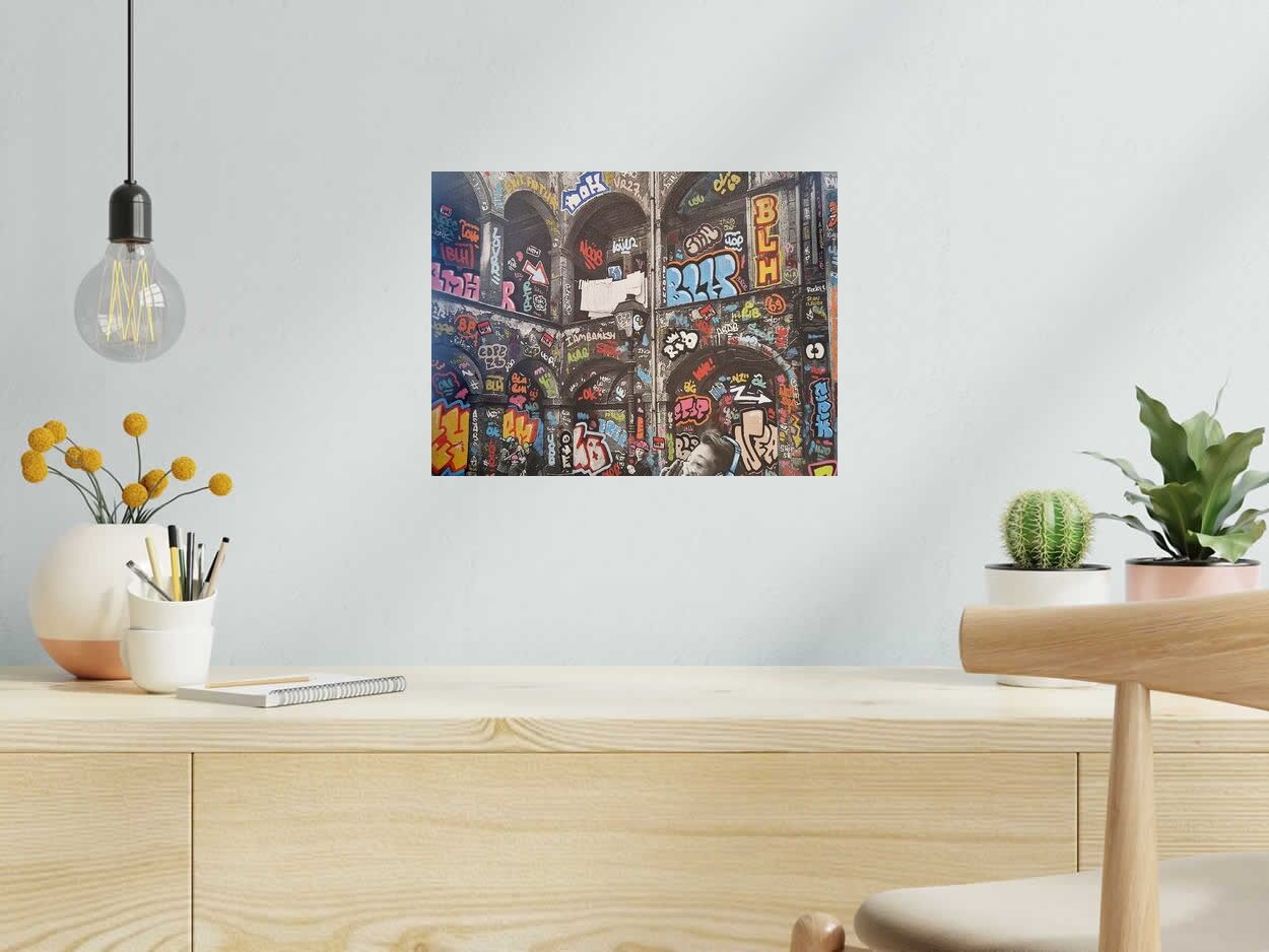 Peinture Lyon Doisneau Traboule de BLACH dans un intérieur – 40 × 30 cm