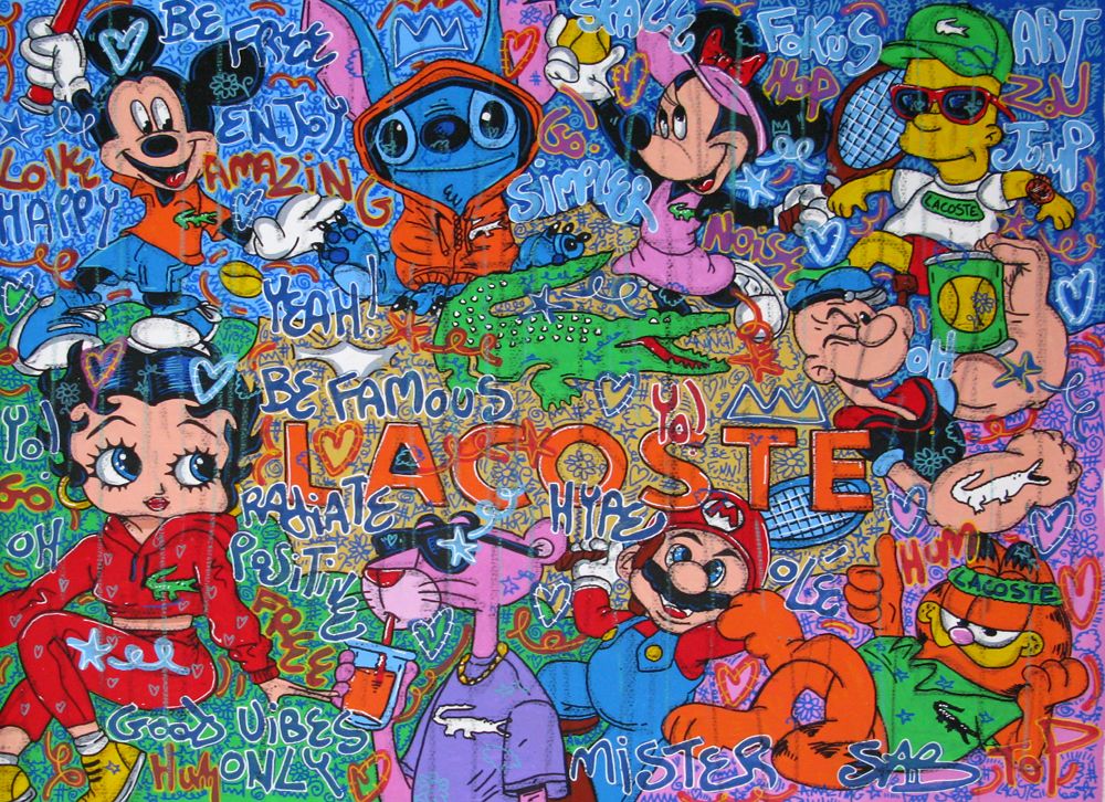 Peinture street art très grand format Lacoste style – RICO SAB – 146 × 114 cm
