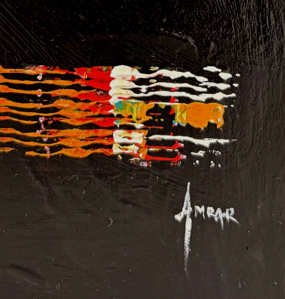Peinture limite temporaire de FARID AMRAR dans un intérieur – 40 × 40 cm