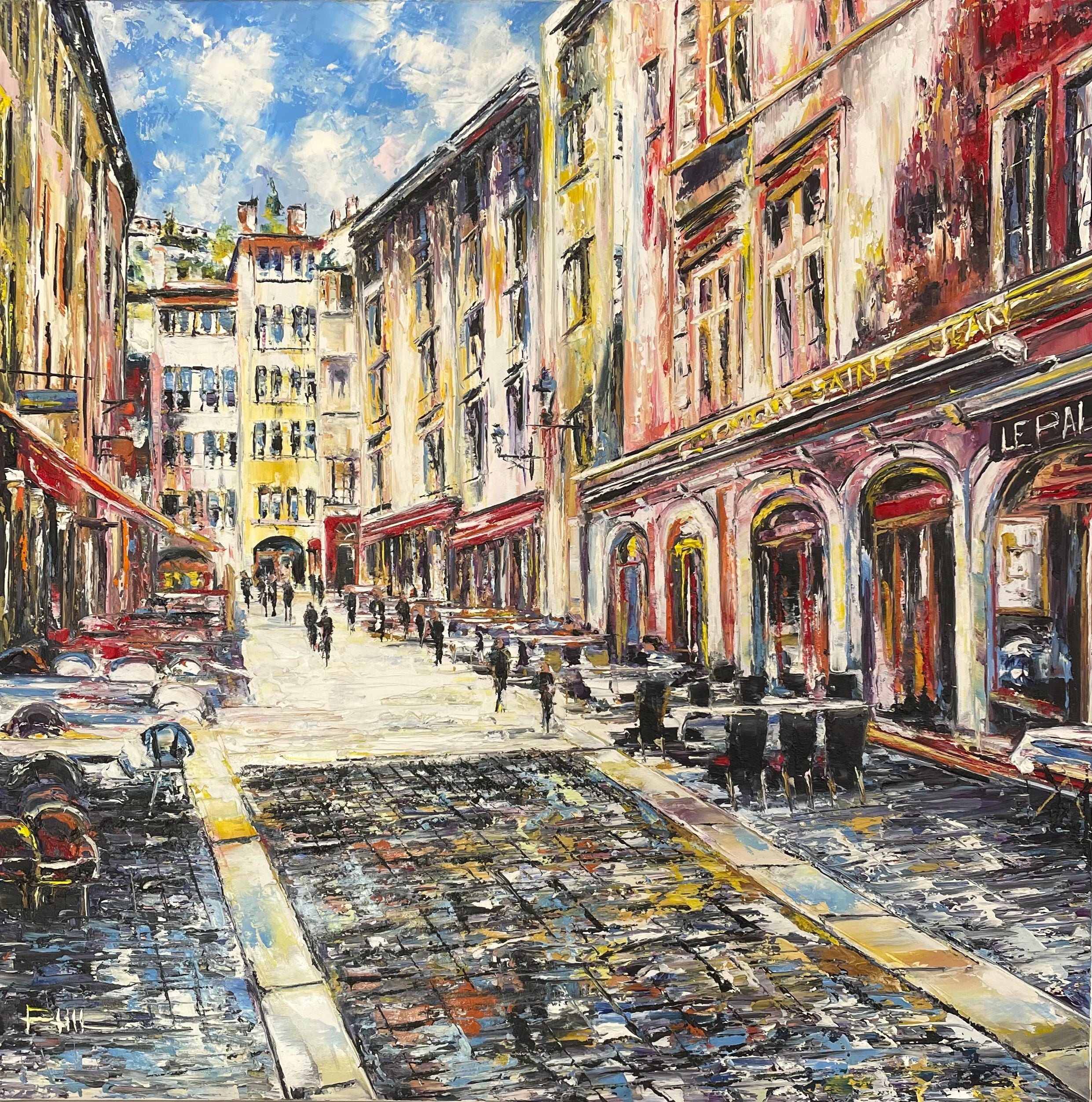Tableau de PHIL a pour titre  Le Pal - Rue St Jean, Lyon style figuratif dim : PHILprix:550