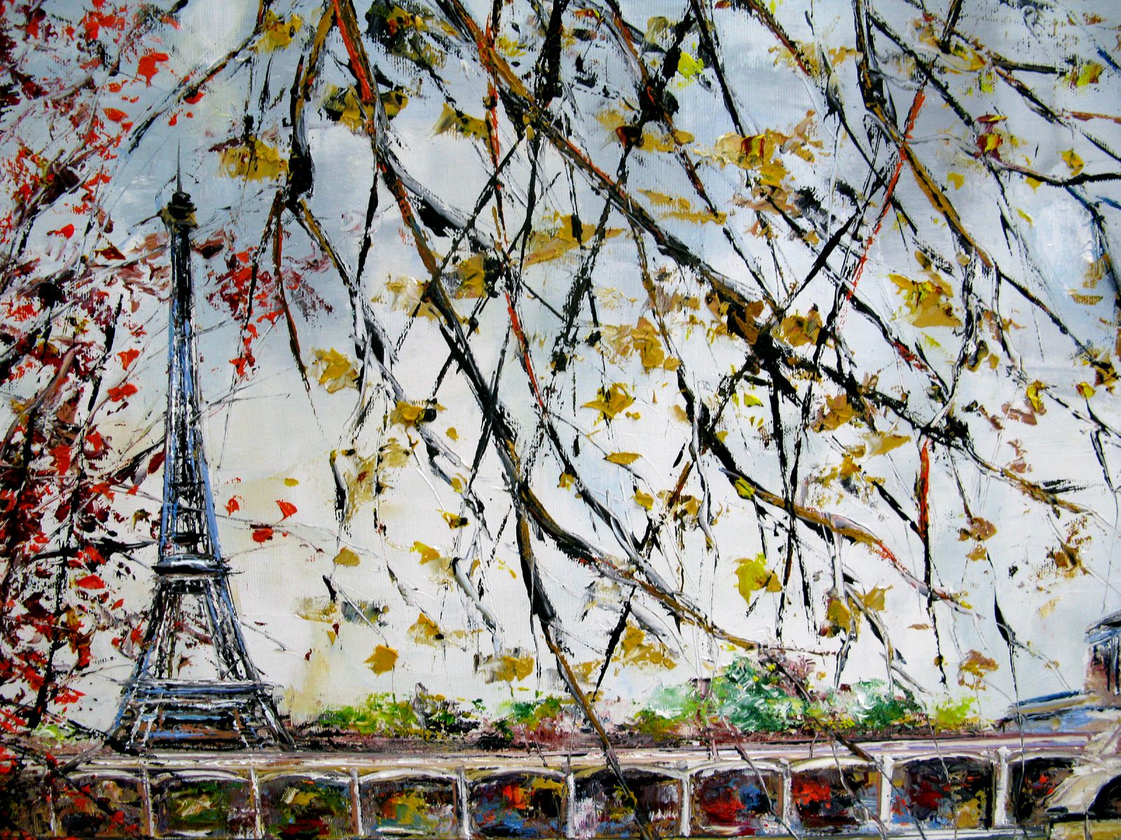 Tableau de PHIL a pour titre  Iles aux cygnes style figuratif dim : PHILprix:450