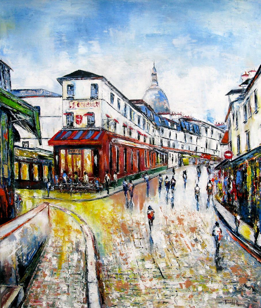 Tableau de PHIL a pour titre  Consulat Montmatre style figuratif dim : PHILprix:350