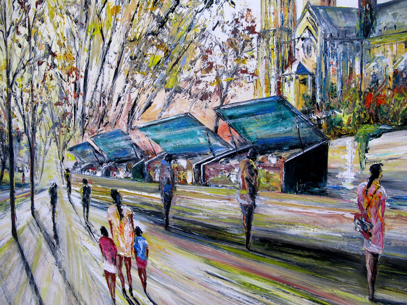 Tableau de PHIL a pour titre  Les bouquinistes style figuratif dim : PHILprix:700