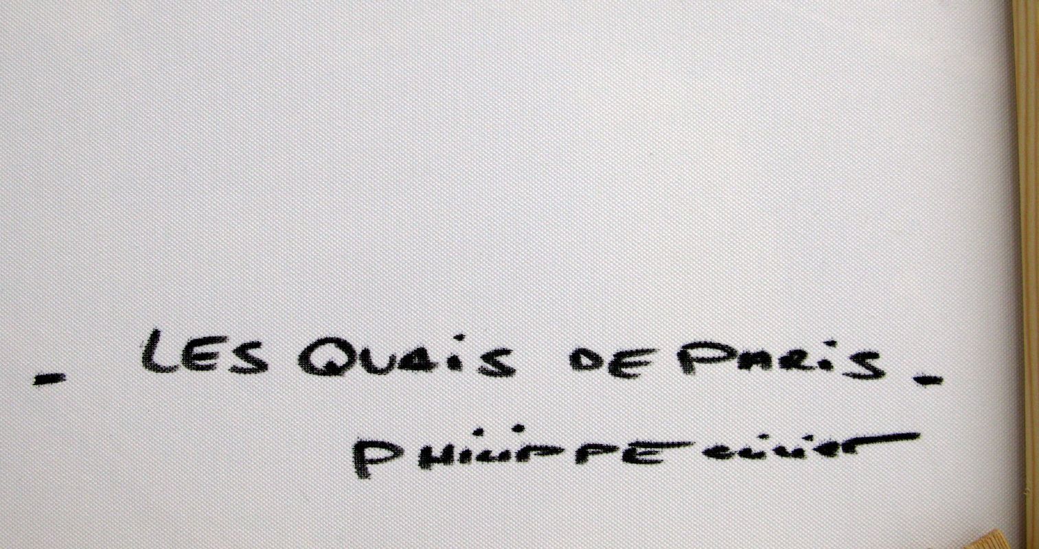 Tableau de PHIL a pour titre  Les quais de Paris style figuratif dim : PHILprix:350