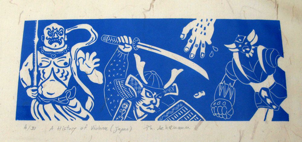 Dessin de PHILIPPE ACHERMANN a pour titre  A HISTORY OF VIOLENCE (JAPON) style graphique dim : PHILIPPE ACHERMANNprix:60