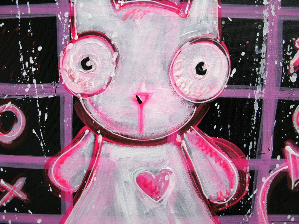 Tableau de LUSSY a pour titre  pink cat 2 style graffiti, street pop art dim : LUSSYprix:110