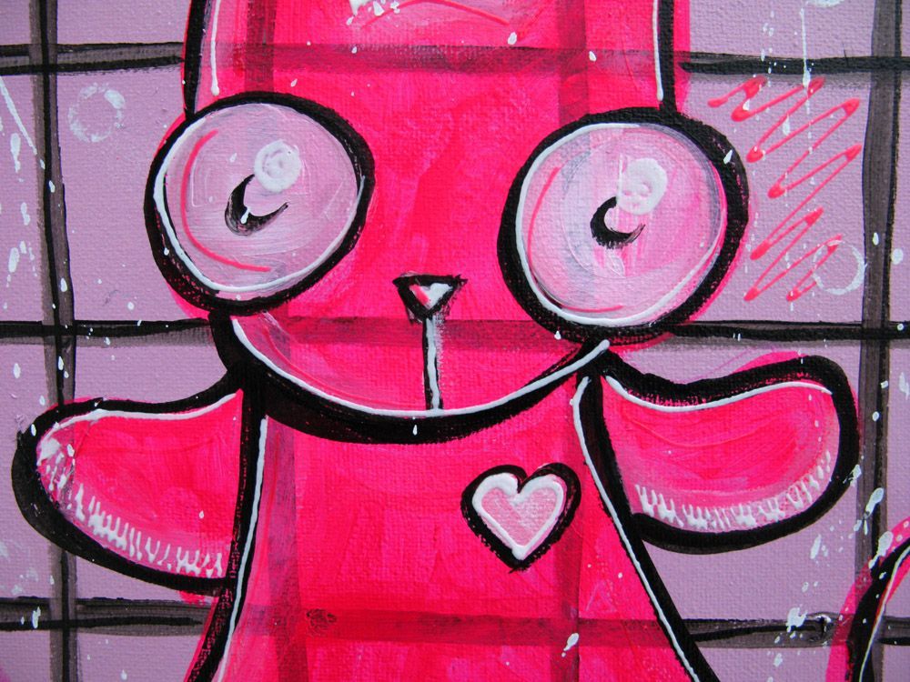 Tableau de LUSSY a pour titre  pink cat style graffiti, street pop art dim : LUSSYprix:110