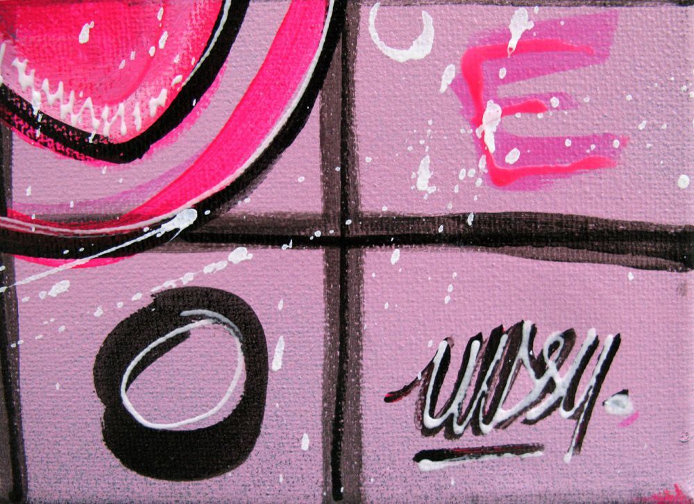 Tableau de LUSSY a pour titre  pink cat style graffiti, street pop art dim : LUSSYprix:110