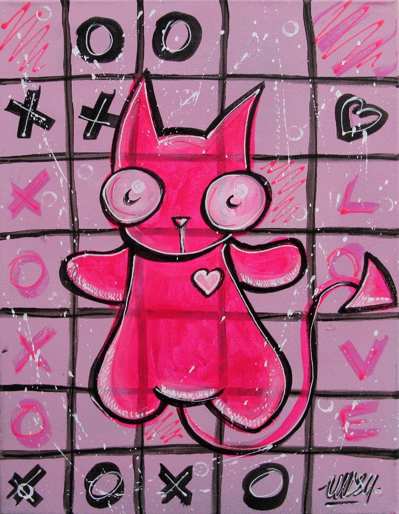 Tableau de LUSSY a pour titre  pink cat style graffiti, street pop art dim : LUSSYprix:110