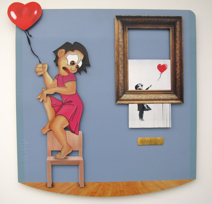 Tableau de L'ARTISTE PITRE a pour titre  Pitre Vs Banksy style figuratif, graphique dim : L'ARTISTE PITREprix:600