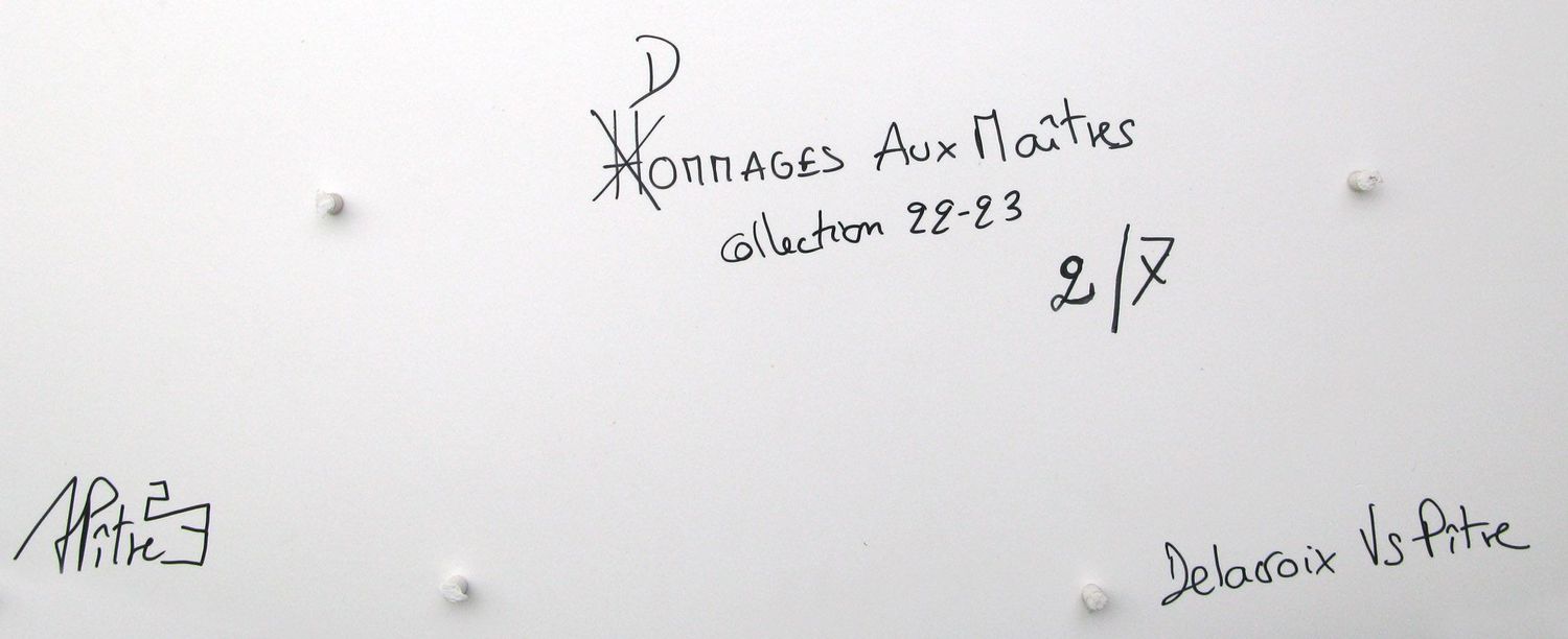 Tableau de L'ARTISTE PITRE a pour titre  Pitre Vs Delacroix style figuratif, graphique dim : L'ARTISTE PITREprix:1120