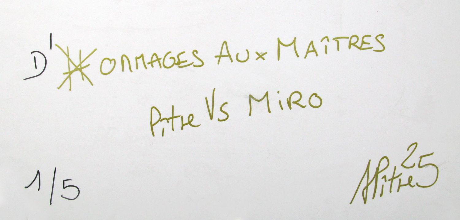 Tableau de L'ARTISTE PITRE a pour titre  Pitre Vs Miro style figuratif, graphique dim : L'ARTISTE PITREprix:600