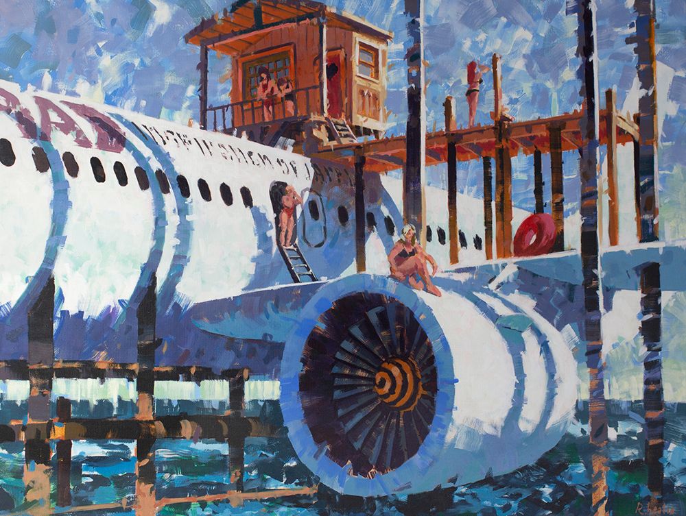 Tableau de HEATON RUDYARD a pour titre  Pret pour la baignade style figuratif dim : HEATON RUDYARDprix:1000