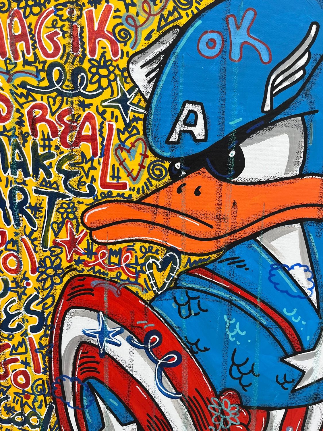 Tableau de RICO SAB a pour titre  Radiate Positive style street pop art dim : RICO SABprix:450