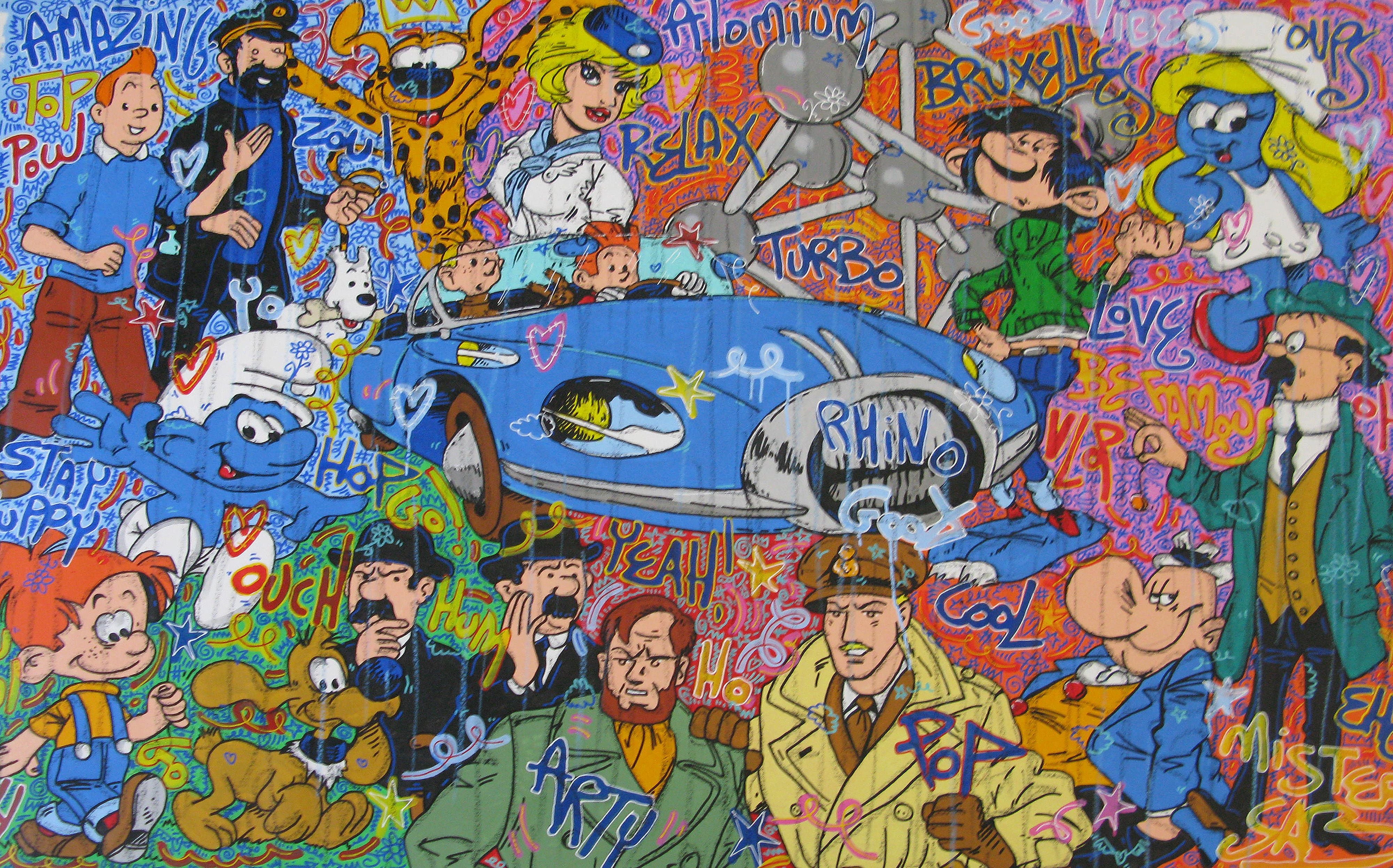 Tableau de RICO SAB a pour titre  Good vibes Bruxelles style street pop art dim : RICO SABprix:2200