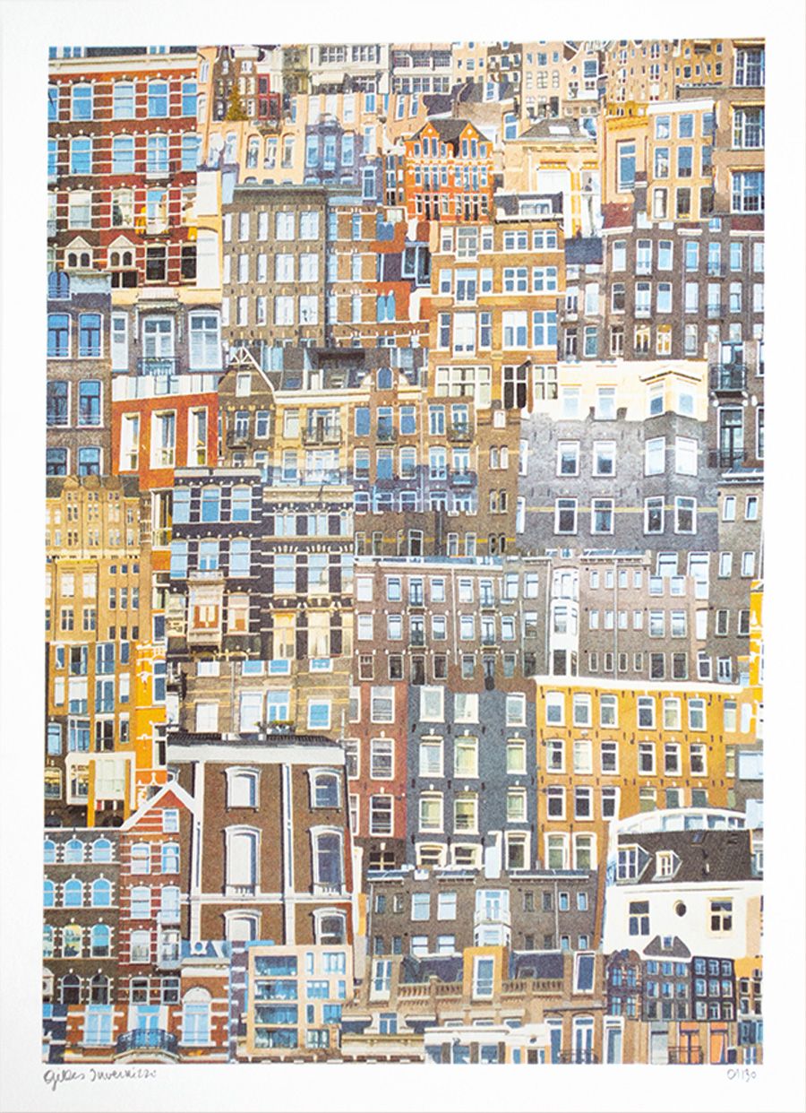 Risographie figuratif petit format AMSTERDAM (PAYS-BAS) – GILLES INVERNIZZI – 30 × 40 cm