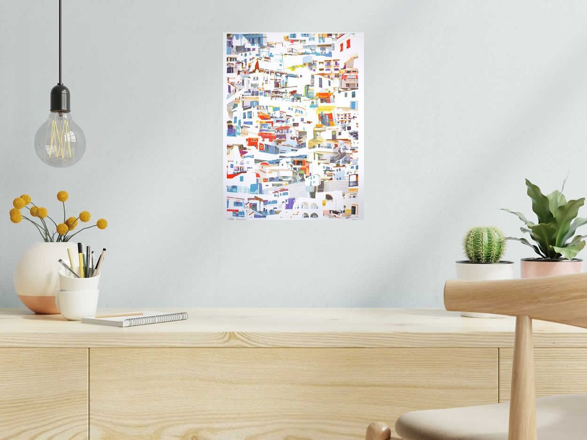 Risographie ANGISTRI (GRECE) de GILLES INVERNIZZI dans un intérieur – 30 × 40 cm