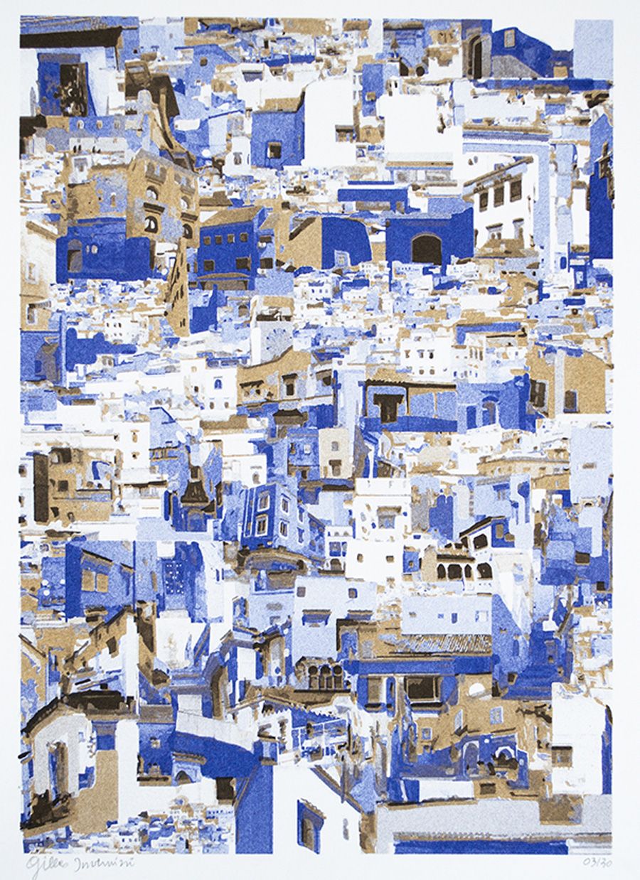 Risographie figuratif petit format CHEFCHAOUEN (MAROC) – GILLES INVERNIZZI – 30 × 40 cm
